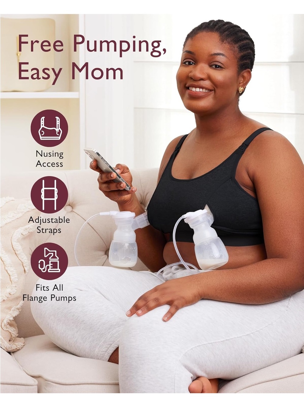 Momcozy Black Nursing & Pumping Bra - Women Intimates & Sleepwear